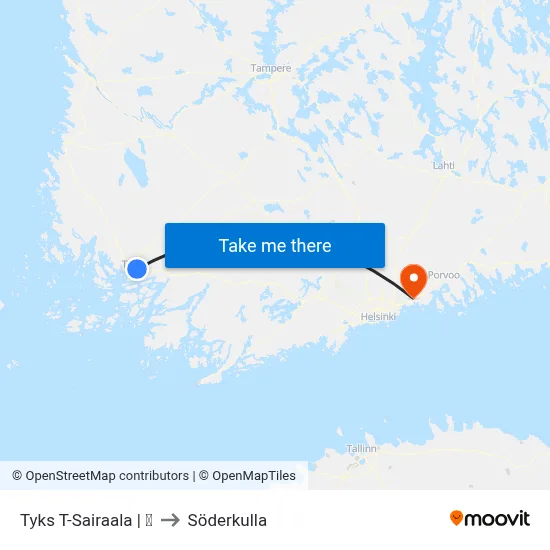 Tyks T-Sairaala | 🏥 to Söderkulla map