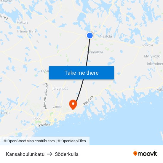 Kansakoulunkatu to Söderkulla map