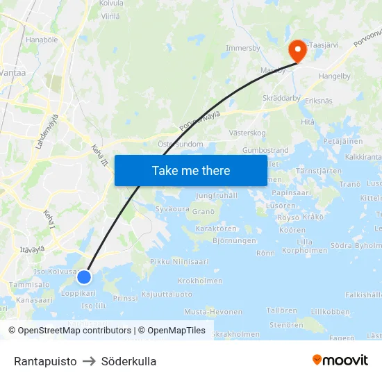 Rantapuisto to Söderkulla map