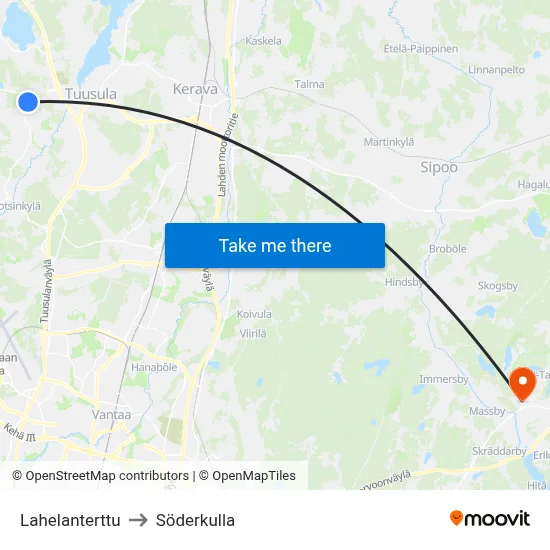 Lahela Pearl to Söderkulla map