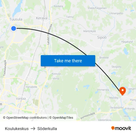 School Center to Söderkulla map