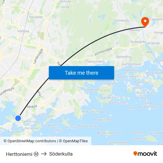 Herttoniemi Ⓜ to Söderkulla map