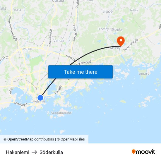 Hakaniemi to Söderkulla map