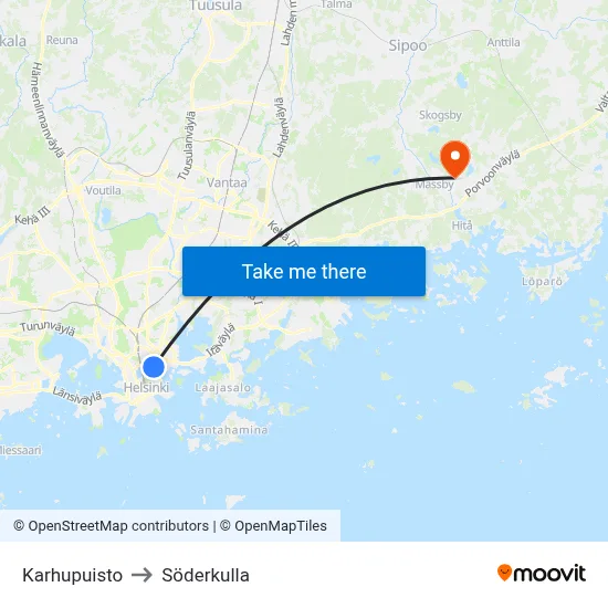 Bear Park to Söderkulla map