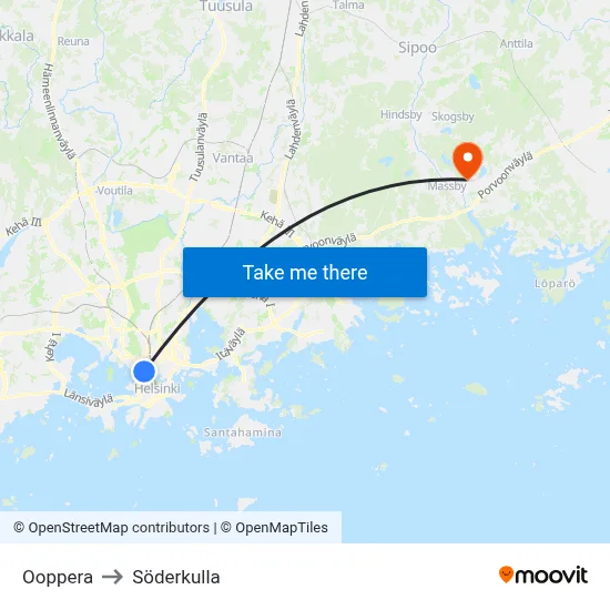 Opera to Söderkulla map