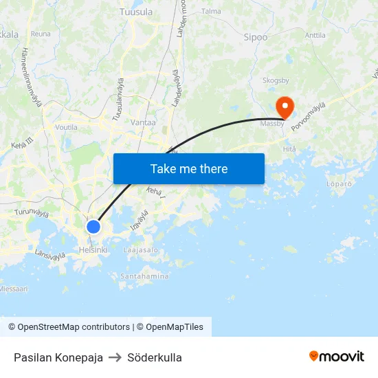 Pasila Machine Shop to Söderkulla map