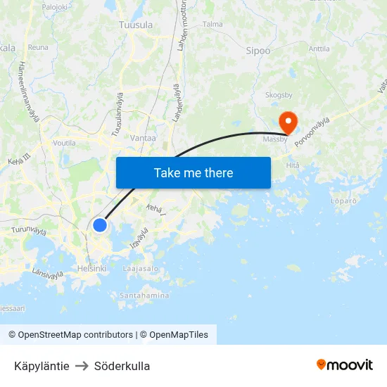 Käpyläntie to Söderkulla map