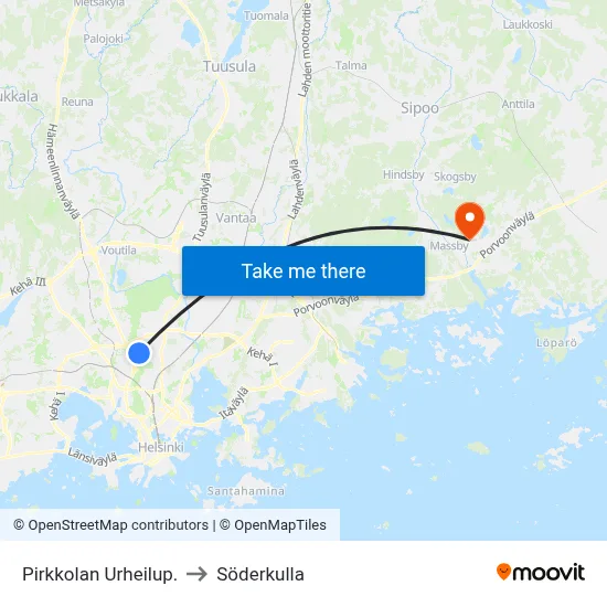 Pirkkolan Urheilup. to Söderkulla map