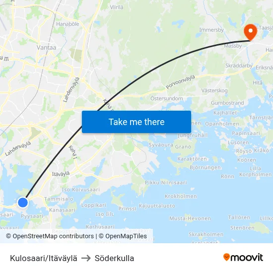 Kulosaari/East Highway to Söderkulla map