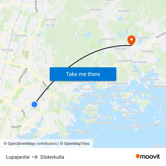 Lupaja Road to Söderkulla map