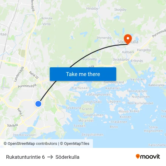 Rukatunturi Road 6 to Söderkulla map