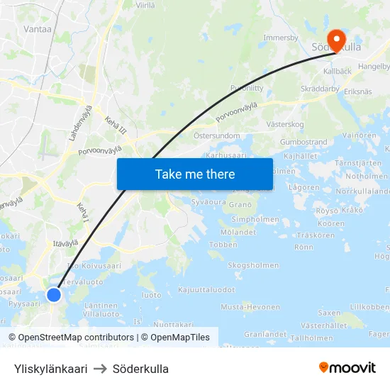 Yliskyla Arc to Söderkulla map