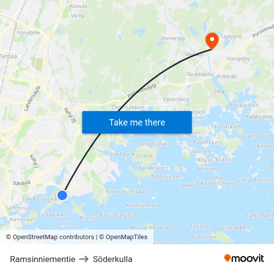 Ramsinniementie to Söderkulla map