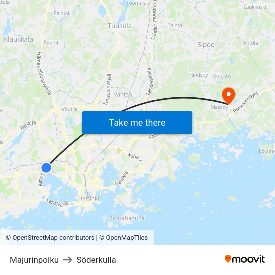 Major's Path to Söderkulla map