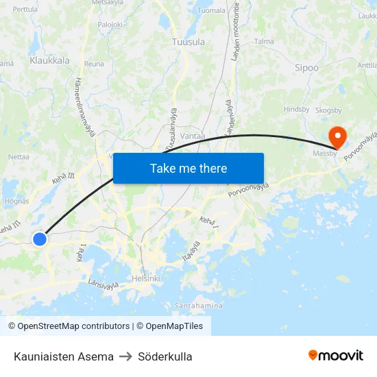 Kauniaisten Asema 🛍️ to Söderkulla map