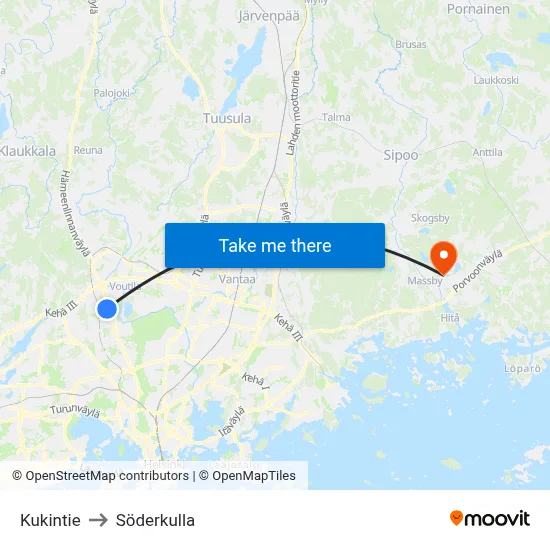 Kukin Road to Söderkulla map