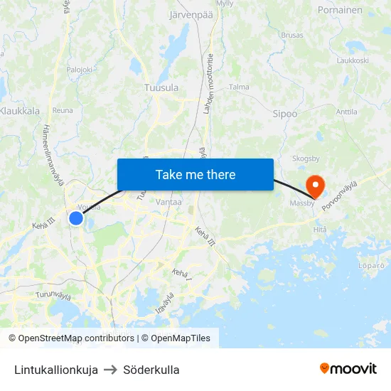 Lintukallio Alley to Söderkulla map