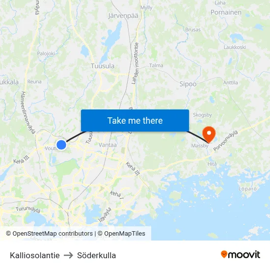 Kalliosola Road to Söderkulla map