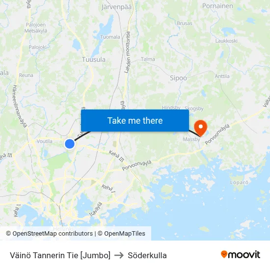 Väinö Tannerin Tie 🛍️ to Söderkulla map