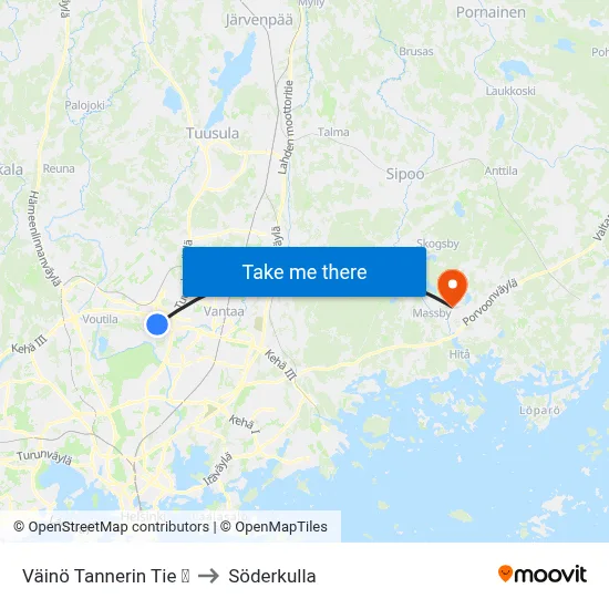 Väinö Tannerin Tie  🛍️ to Söderkulla map