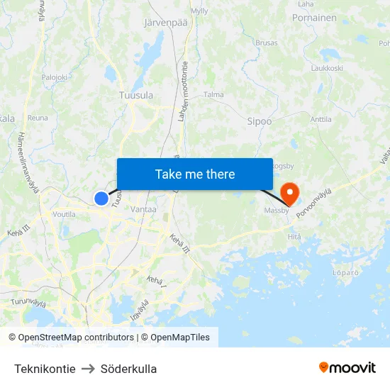 Teknikontie to Söderkulla map