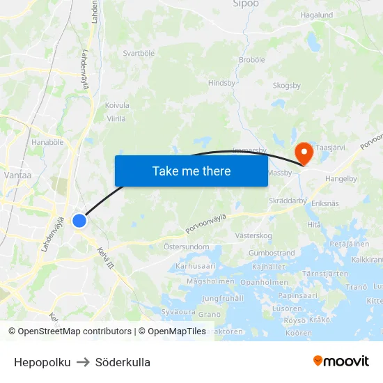 Hepopolku to Söderkulla map
