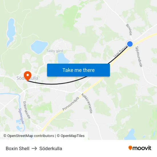 Boxin Shell to Söderkulla map