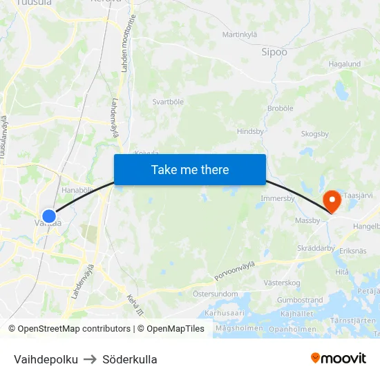 Vaihdepolku to Söderkulla map