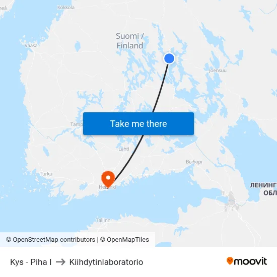 KYS Hospital Yard E to Acceleration Laboratory map