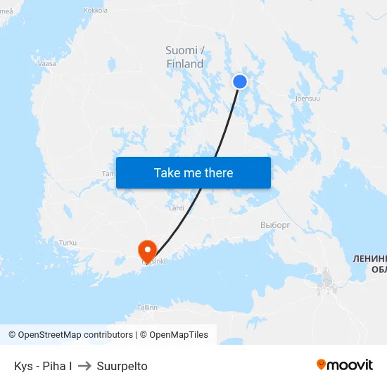 KYS Hospital Yard E to Suurpelto map
