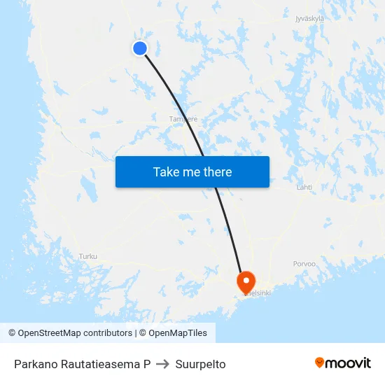 Parkano Railway Station North to Suurpelto map