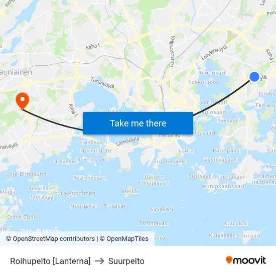Roihupelto [Lanterna] to Suurpelto map