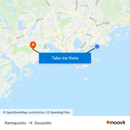 Rantapuisto to Suurpelto map