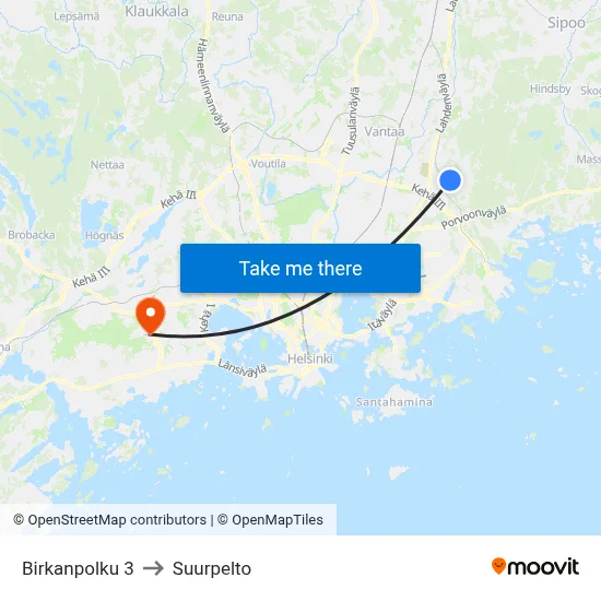 Birka Path 3 to Suurpelto map