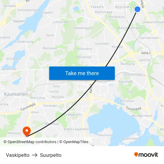 Vaskipelto to Suurpelto map