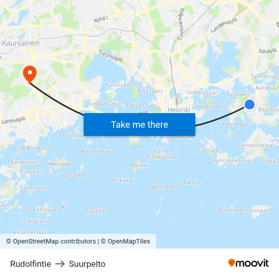 Rudolfintie to Suurpelto map