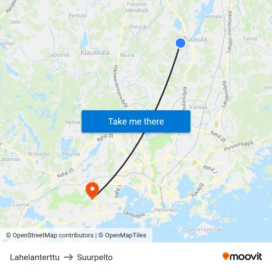 Lahela Pearl to Suurpelto map