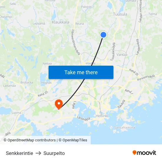 Senkkerintie to Suurpelto map