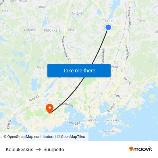 School Center to Suurpelto map