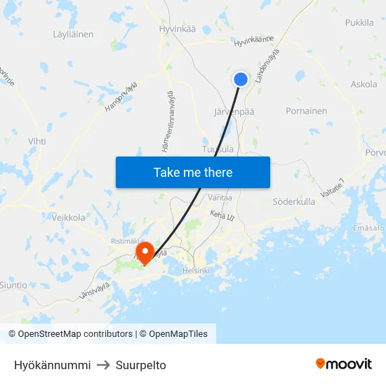 Hyökännummi to Suurpelto map