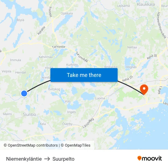 Niemenkylantie to Suurpelto map