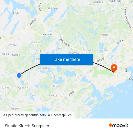 Siuntio Kk to Suurpelto map