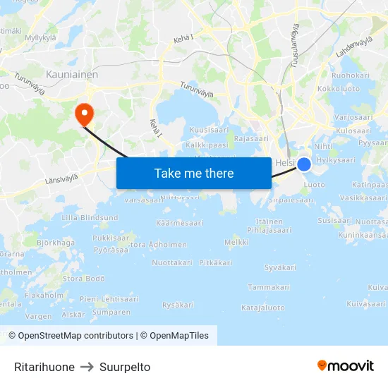 Ritarihuone to Suurpelto map
