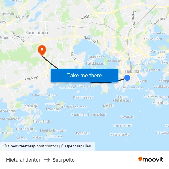 Hietalahdentori to Suurpelto map