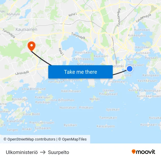 Ulkoministeriö to Suurpelto map