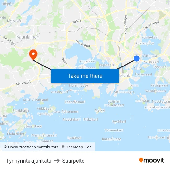 Tynnyrintekijänkatu to Suurpelto map