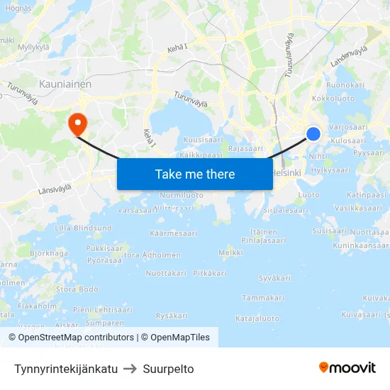 Cooper Street to Suurpelto map