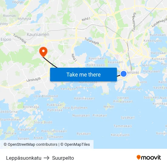 Leppäsuo Street to Suurpelto map