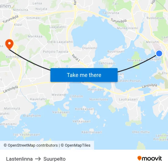 Children's Castle to Suurpelto map