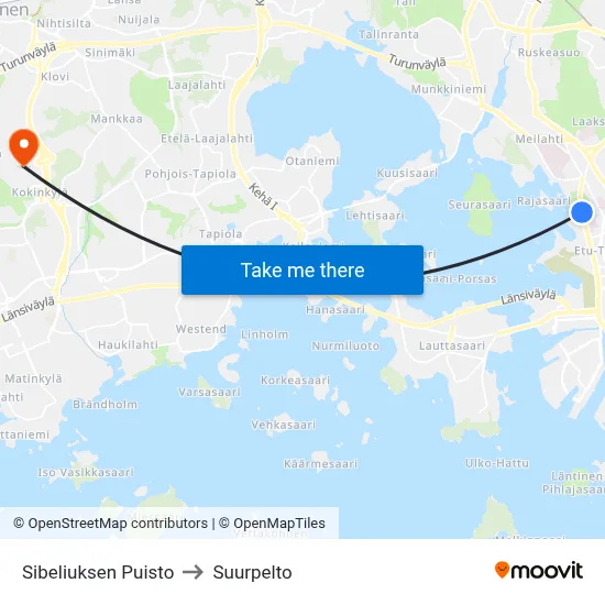 Sibeliuksen Puisto to Suurpelto map